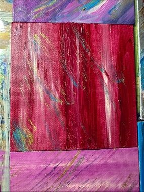 8x8 Abstract Red and Pink Canvas Art Wall Panel